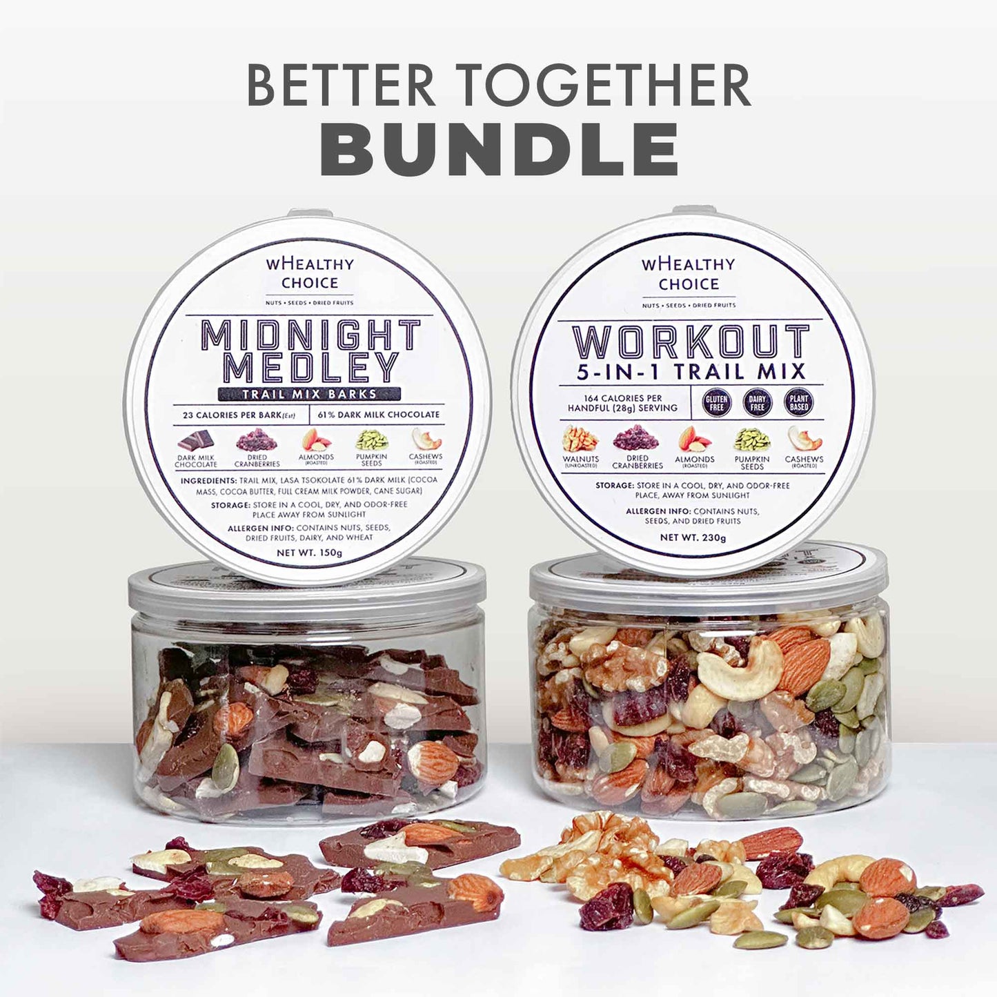 Better Together Bundle: WORKOUT Trail Mix and MIDNIGHT MEDLEY Chocolate Barks